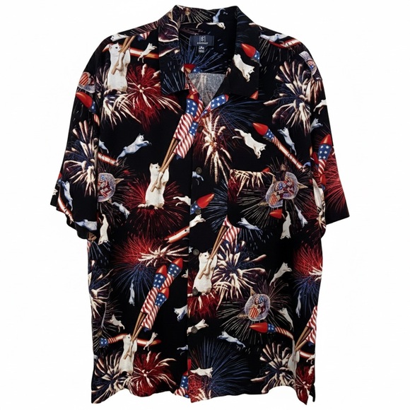 George Other - Patriotic Cat Fireworks George XL Shirt - E Furibus Unum Party Top